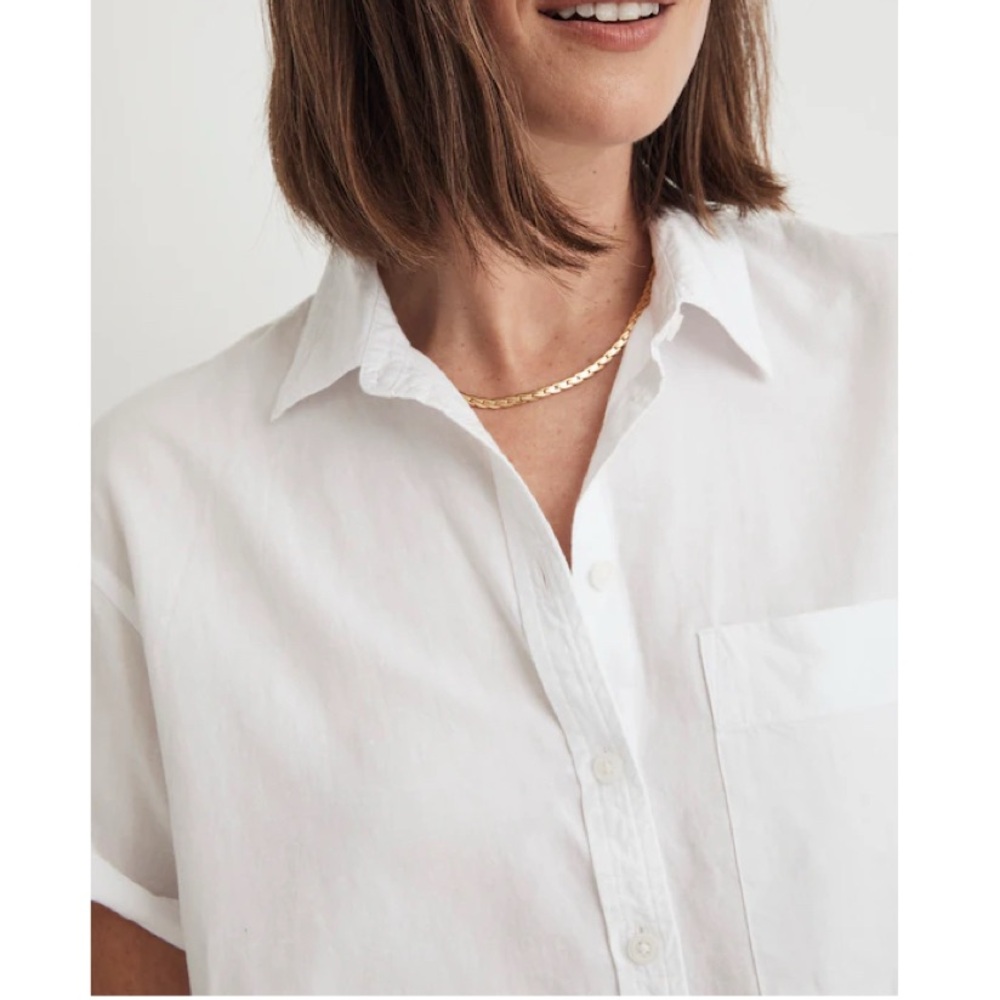 Madewell White Cropped Boxy Utility Button-Up Shirt Women’s Size Medium - Picture 6 of 16